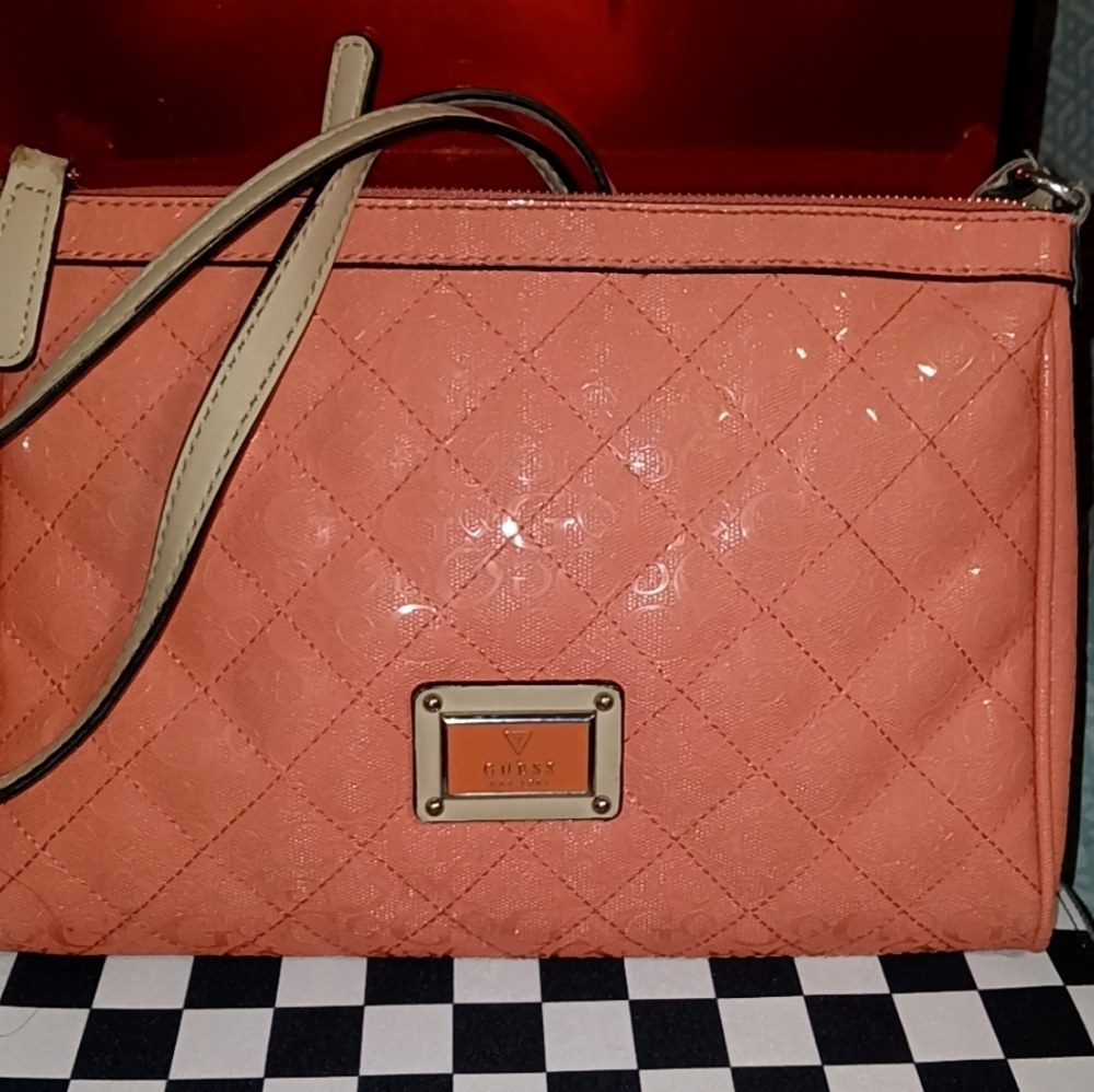 Guess Coral Quilted Crossbody Satchel